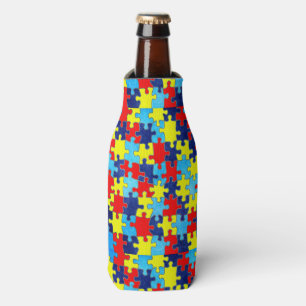Autism Awareness-Puzzle by Shirley Taylor Bottle Cooler
