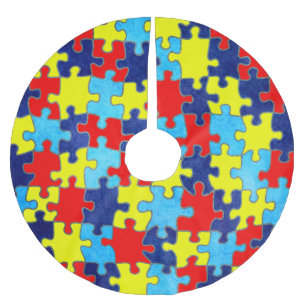 Autism Awareness-Puzzle by Shirley Taylor Brushed Polyester Tree Skirt