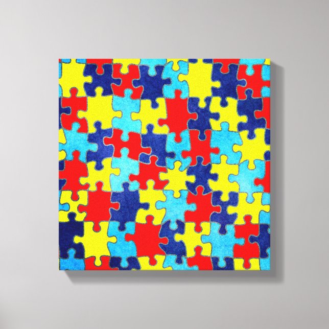 Autism Awareness-Puzzle by Shirley Taylor Canvas Print (Front)