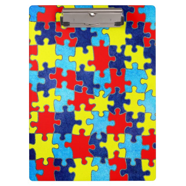 Autism Awareness-Puzzle by Shirley Taylor Clipboard (Front)
