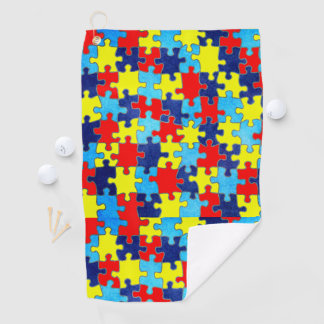 Autism Awareness-Puzzle by Shirley Taylor Golf Towel