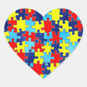 Autism Awareness-Puzzle by Shirley Taylor Heart Sticker