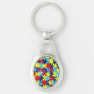Autism Awareness-Puzzle by Shirley Taylor Key Ring