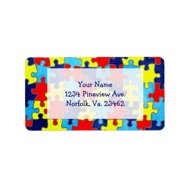 Autism Awareness-Puzzle by Shirley Taylor Label (Front)
