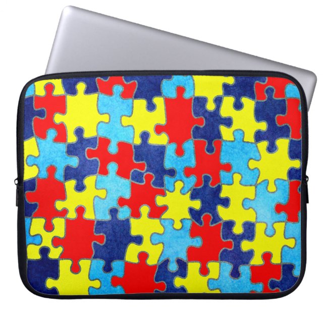 Autism Awareness-Puzzle by Shirley Taylor Laptop Sleeve (Front)