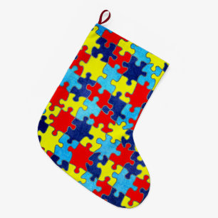 Autism Awareness-Puzzle by Shirley Taylor Large Christmas Stocking