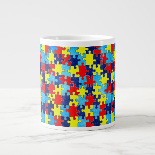 Autism Awareness-Puzzle by Shirley Taylor Large Coffee Mug (Front)