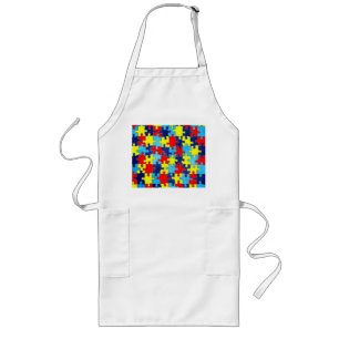 Autism Awareness-Puzzle by Shirley Taylor Long Apron