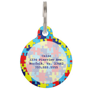 Autism Awareness-Puzzle by Shirley Taylor Pet Tag