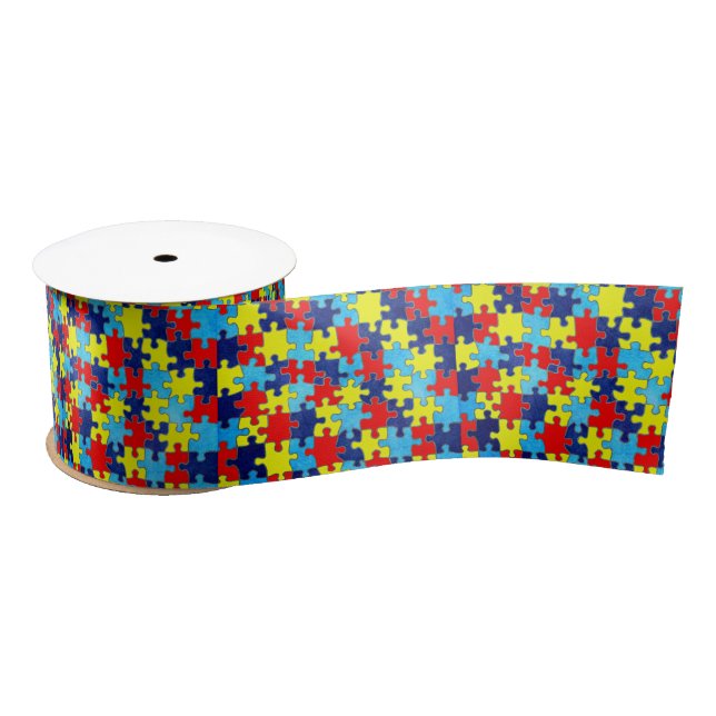 Autism Awareness-Puzzle by Shirley Taylor Satin Ribbon (Spool)