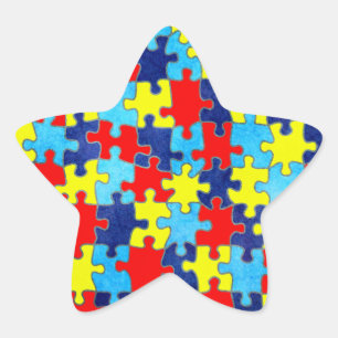Autism Awareness-Puzzle by Shirley Taylor Star Sticker