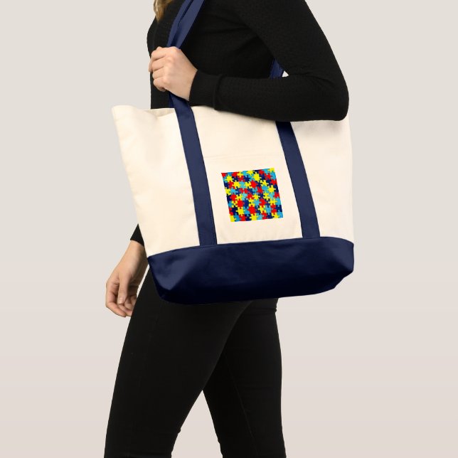 Autism Awareness-Puzzle by Shirley Taylor Tote Bag (Front (Product))