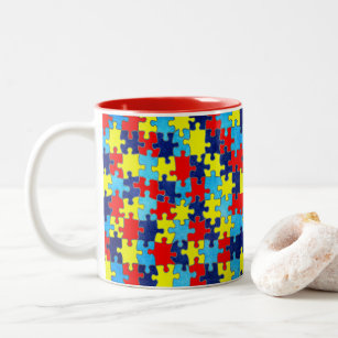 Autism Awareness-Puzzle by Shirley Taylor Two-Tone Coffee Mug