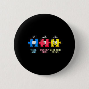Autism Awareness Puzzle Chemical Element 6 Cm Round Badge