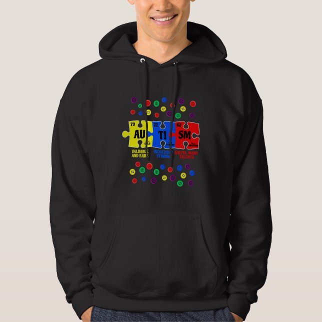 Autism Awareness Puzzle Chemical Element Au Ti Sm Hoodie (Front)