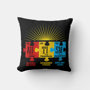 Autism Awareness Puzzle Chemical Element Cushion