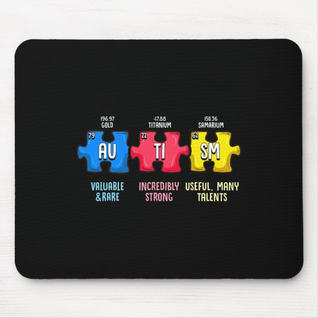 Autism Awareness Puzzle Chemical Element  Mouse Mat (Front)