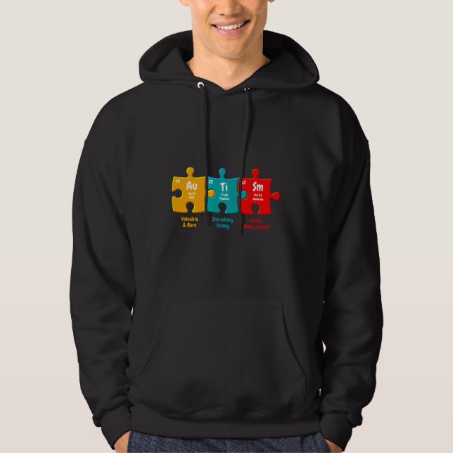 Autism Awareness Puzzle Chemical Element V Neck Hoodie (Front)