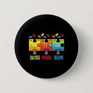 Autism Awareness Puzzle Chemical Elements 6 Cm Round Badge