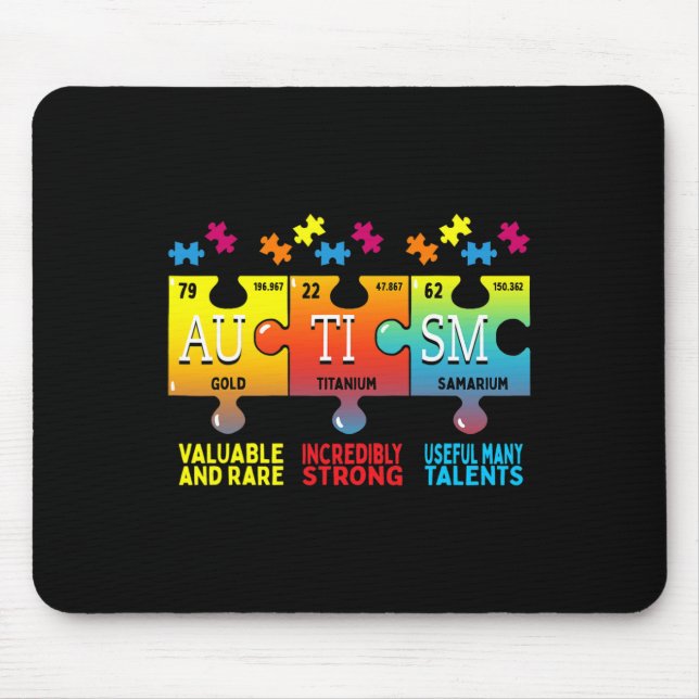 Autism Awareness Puzzle Chemical Elements  Mouse Mat (Front)