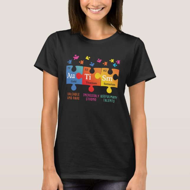 Autism Awareness Puzzle Chemical Elements T-Shirt (Front)