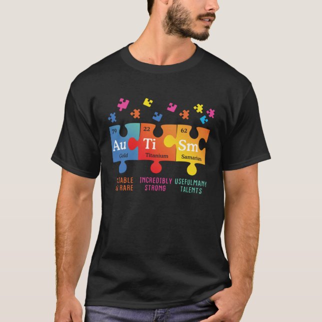 Autism Awareness Puzzle Chemical Elements T-Shirt (Front)
