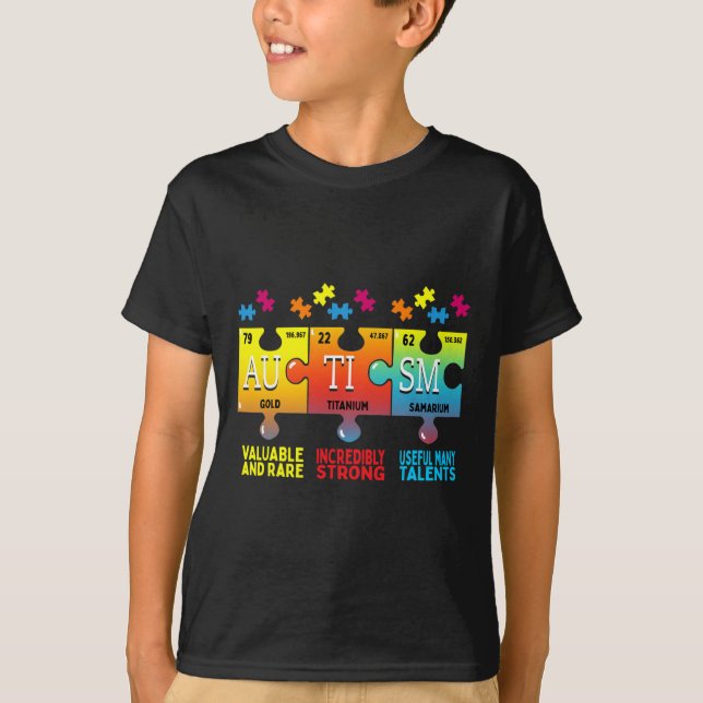 Autism Awareness Puzzle Chemical Elements  T-Shirt (Front)