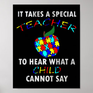 Autism Awareness Puzzle Design Support Special Ed  Poster