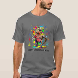 Autism Awareness Puzzle Dinosaur Accept Understand T-Shirt