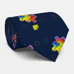 Autism Awareness Puzzle Doodles Modern Tie