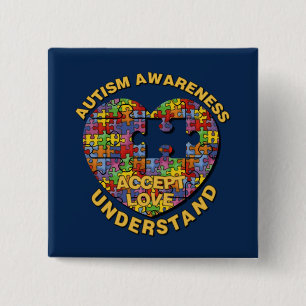 Autism Awareness Puzzle Heart Button