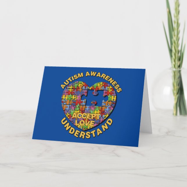 Autism Awareness Puzzle Heart Card (Front)