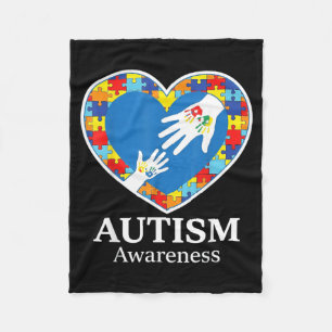 Autism Awareness Puzzle Heart Colourful Fleece Blanket