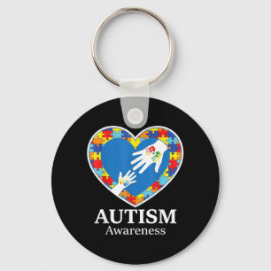 Autism Awareness Puzzle Heart Colourful Key Ring