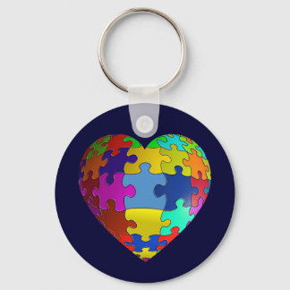Autism Awareness Puzzle Heart Key Ring