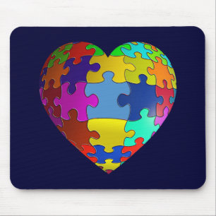 Autism Awareness Puzzle Heart Mouse Mat