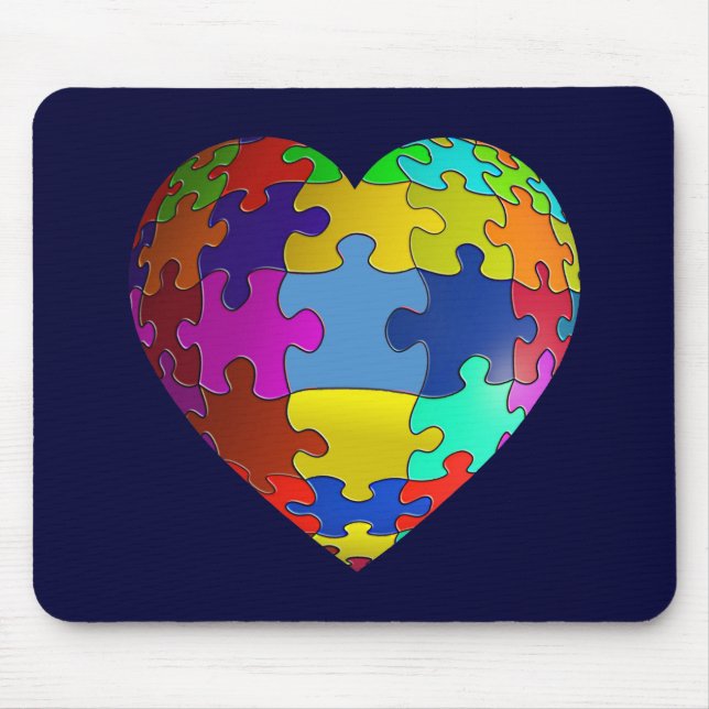 Autism Awareness Puzzle Heart Mouse Mat (Front)