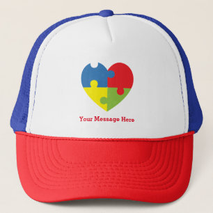 Autism Awareness Puzzle Heart Personalised Trucker Hat