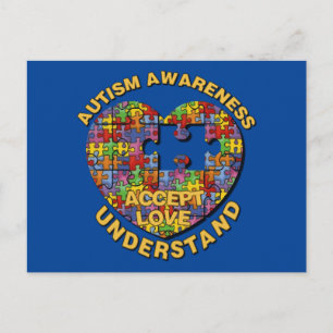 Autism Awareness Puzzle Heart Postcard