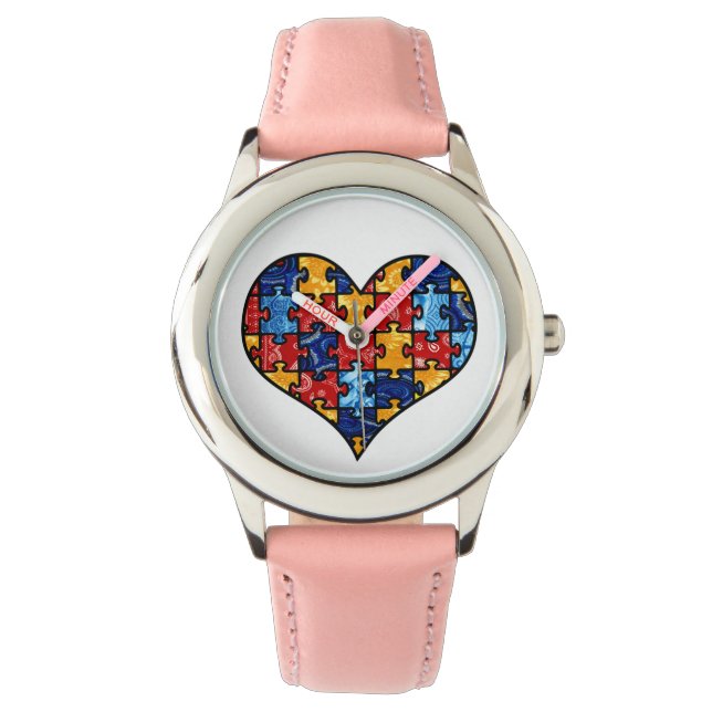 Autism Awareness Puzzle Heart Watch (Front)