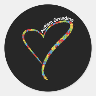 Autism Awareness Puzzle Of Heart Plus Size Classic Round Sticker