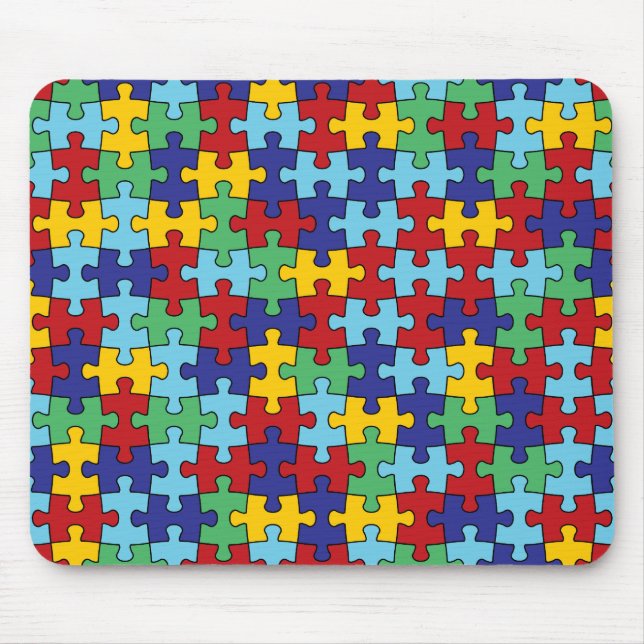 Autism Awareness Puzzle Pattern Mouse Mat (Front)