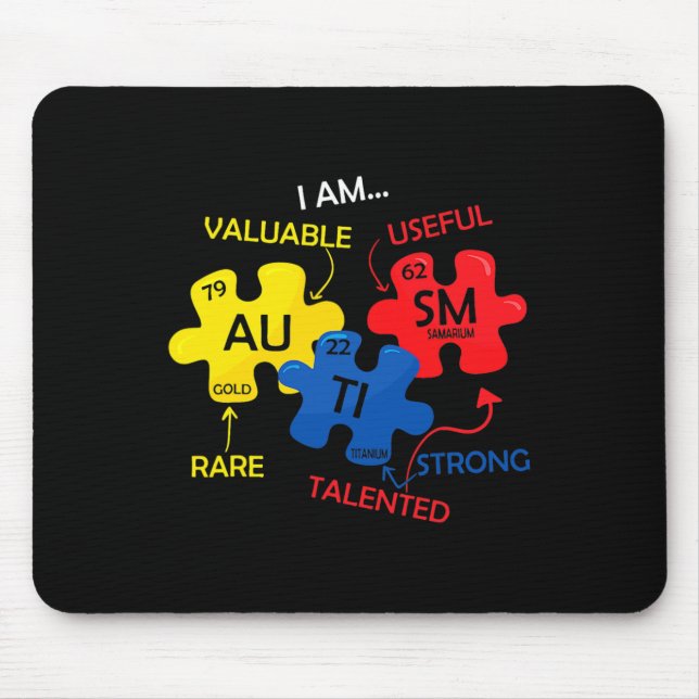 Autism Awareness Puzzle Periodic Table Elements Mo Mouse Mat (Front)