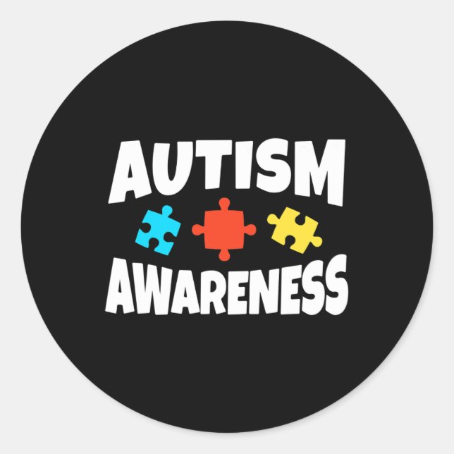 Autism Awareness Puzzle Piece Autistic Support  Classic Round Sticker (Front)