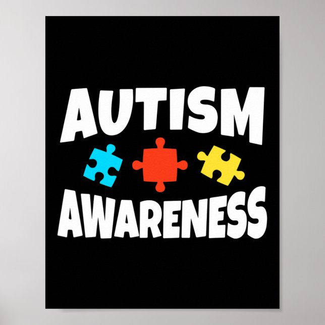 Autism Awareness Puzzle Piece Autistic Support  Poster (Front)
