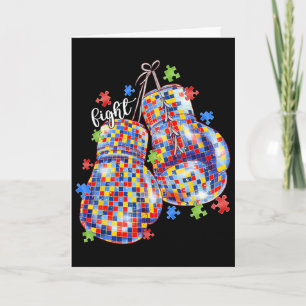 Autism Awareness Puzzle Piece Boxing Gloves Men Wo Card