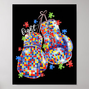 Autism Awareness Puzzle Piece Boxing Gloves Men Wo Poster