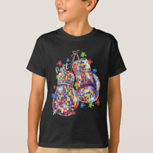 Autism Awareness Puzzle Piece Boxing Gloves Men Wo T-Shirt