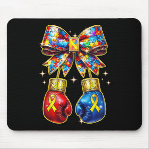 Autism Awareness Puzzle Piece Coquette Bow And Box Mouse Mat