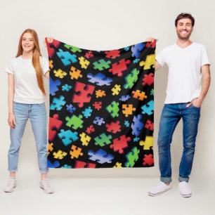 Autism Awareness Puzzle Piece Fleece Blanket